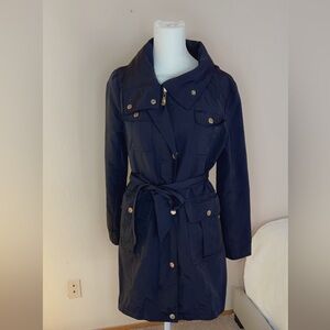 Ellen Tracy Lined and Belted black Over Coat/Trench